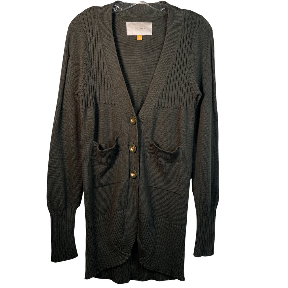 Anthropologie Leifsdottir Cashmere Blend Olive Green Long Cardigan Sweater Sz S